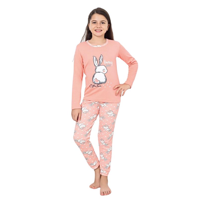 Pijama Copii Fete Berfin Interlok, Material Gros si Cald, Confort si Siguranta, Pentru Iarna, Design Vesel | 0613-PK