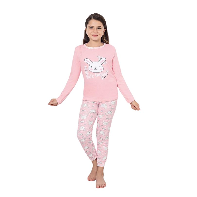 Pijama Copii Fete Berfin Interlok, Material Gros si Cald, Confort si Siguranta, Pentru Iarna, Design Vesel | 0616-PK