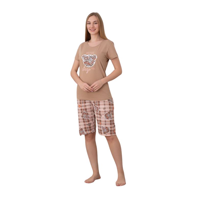 Pijama Dama Baki Capri, Material Moale si Elastic, Confort si Lejeritate, Pentru Femei, Ideal pentru Vara| 0353-PK
