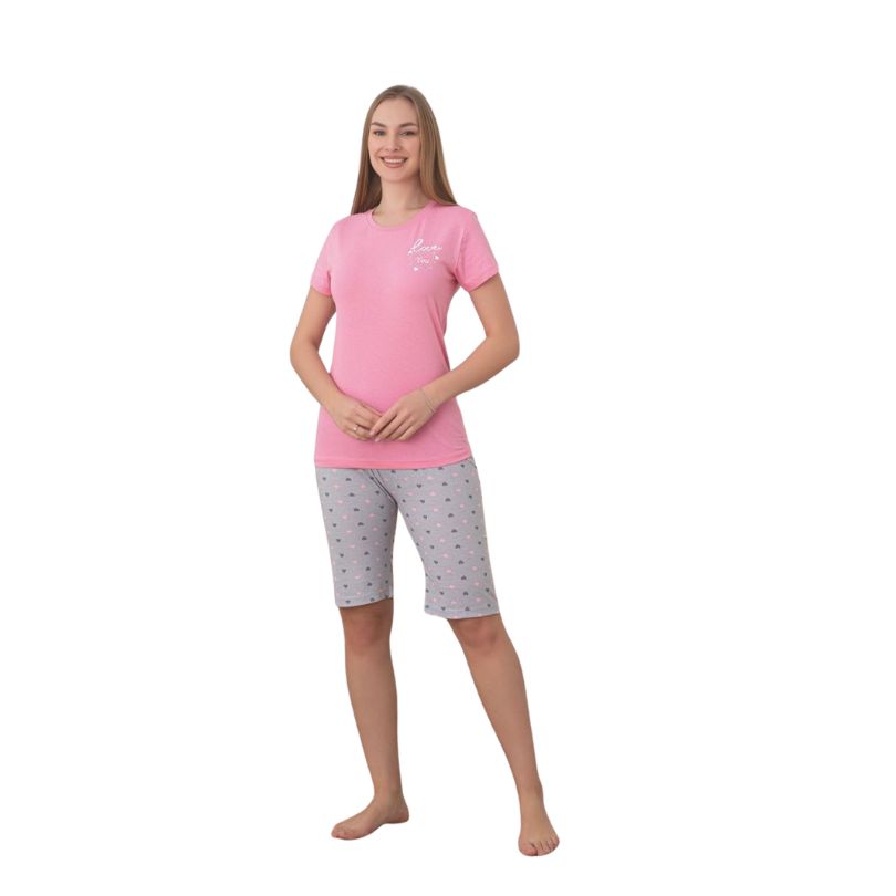 Pijama Dama Baki Capri, Material Moale si Elastic, Confort si Lejeritate, Pentru Femei, Ideal pentru Vara| 0367-PK Imagine principală a produsului