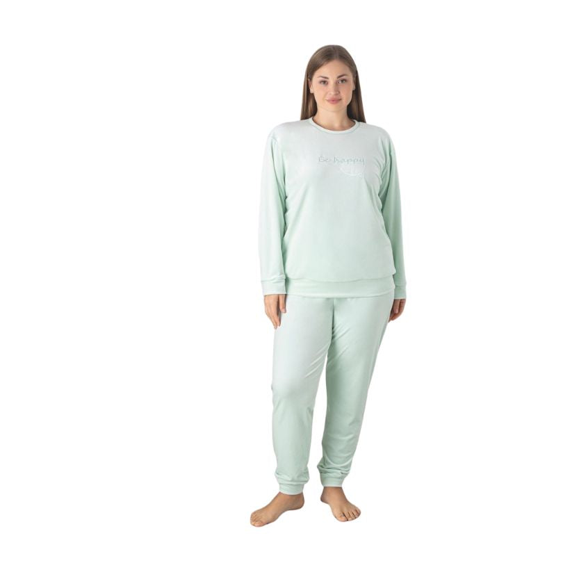 Pijama Dama Baki Catifea Batal, Marimi Mari, Material Fiin si Moale, Eleganta si Confort, Pentru Femei, Toamna Iarna|0405-PK  Imagine principală a produsului