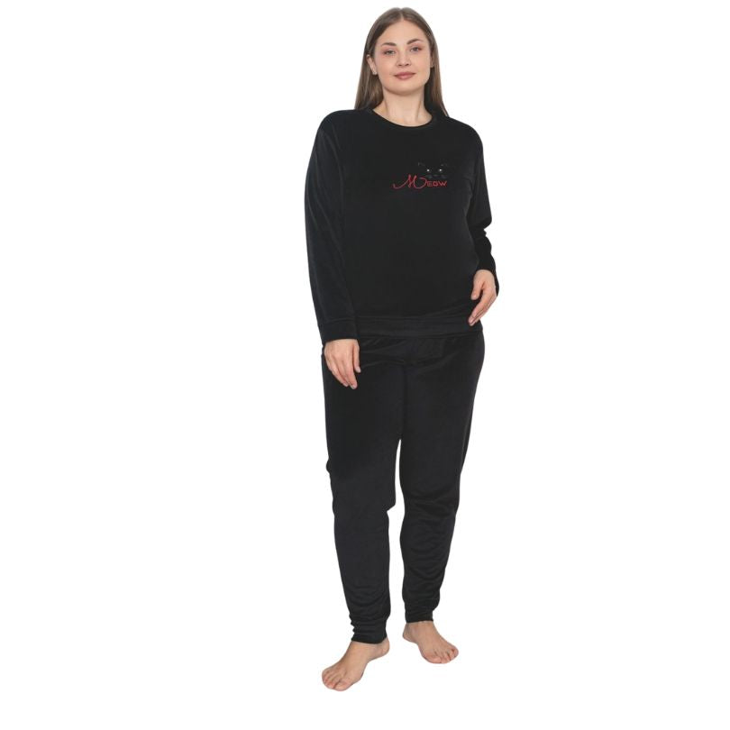 Pijama Dama Baki Catifea Batal, Marimi Mari, Material Fiin si Moale, Eleganta si Confort, Pentru Femei, Toamna Iarna|0406-PK  Imagine principală a produsului