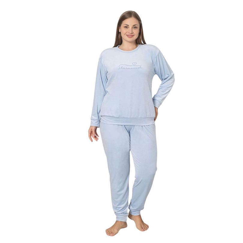 Pijama Dama Baki Catifea Batal, Marimi Mari, Material Fiin si Moale, Eleganta si Confort, Pentru Femei, Toamna Iarna|0412-PK  Imagine principală a produsului