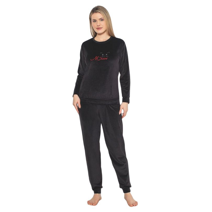 Pijama Dama Baki Catifea, Material Fiin si Moale, Eleganta si Confort, Pentru Femei, Ideala pentru Toamna Iarna| 0368-PK Imagine principală a produsului