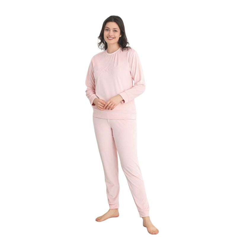 Pijama Dama Baki Catifea, Material Fiin si Moale, Eleganta si Confort, Pentru Femei, Ideala pentru Toamna Iarna| 0369-PK  Imagine principală a produsului