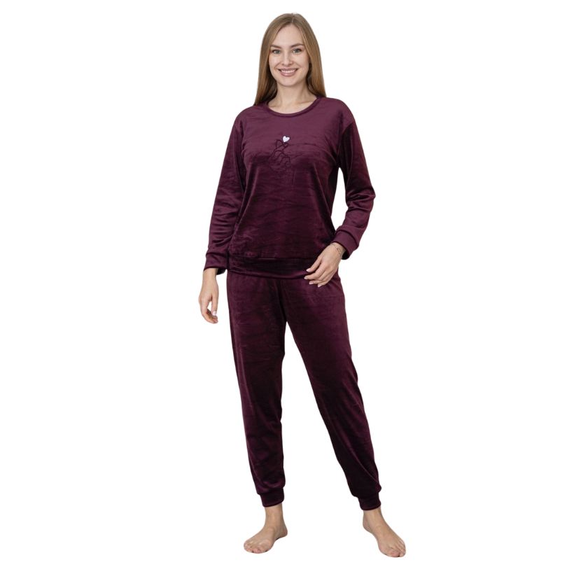 Pijama Dama Baki Catifea, Material Fiin si Moale, Eleganta si Confort, Pentru Femei, Ideala pentru Toamna Iarna| 0370-PK Imagine principală a produsului