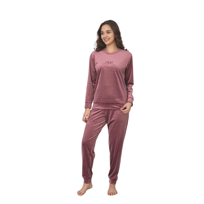 Pijama Dama Baki Catifea, Material Fiin si Moale, Eleganta si Confort, Pentru Femei, Ideala pentru Toamna Iarna| 0378-PK Imagine principală a produsului