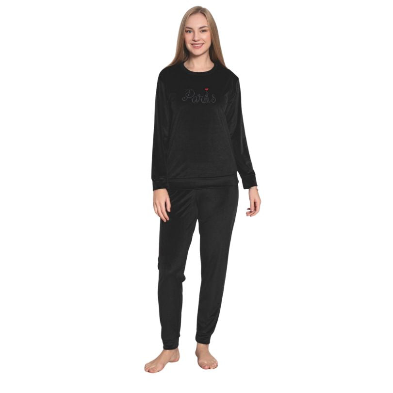 Pijama Dama Baki Catifea, Material Fiin si Moale, Eleganta si Confort, Pentru Femei, Ideala pentru Toamna Iarna| 0384-PK