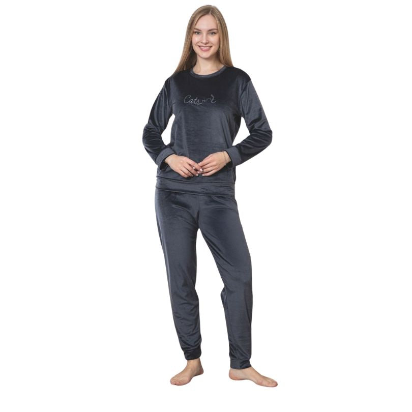 Pijama Dama Baki Catifea, Material Fiin si Moale, Eleganta si Confort, Pentru Femei, Ideala pentru Toamna Iarna| 0385-PK 
