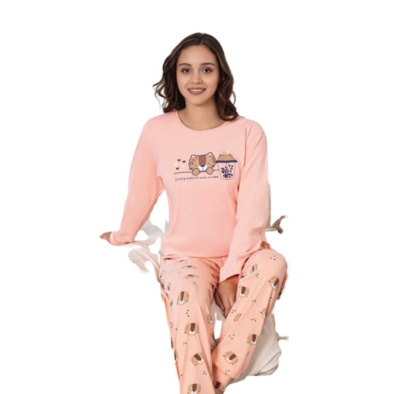 Pijama Dama Baki Licra, Material Elastic si Moale, Confort si Stil, Pentru Femei, Toate Sezoanele| 0326-PK