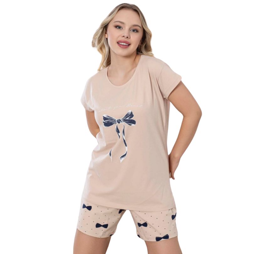 Pijama Dama Baki Licra Short, Material Elastic si Moale, Confort si Lejeritate, Pentru Femei, Ideala pentru Vara| 0299-PK