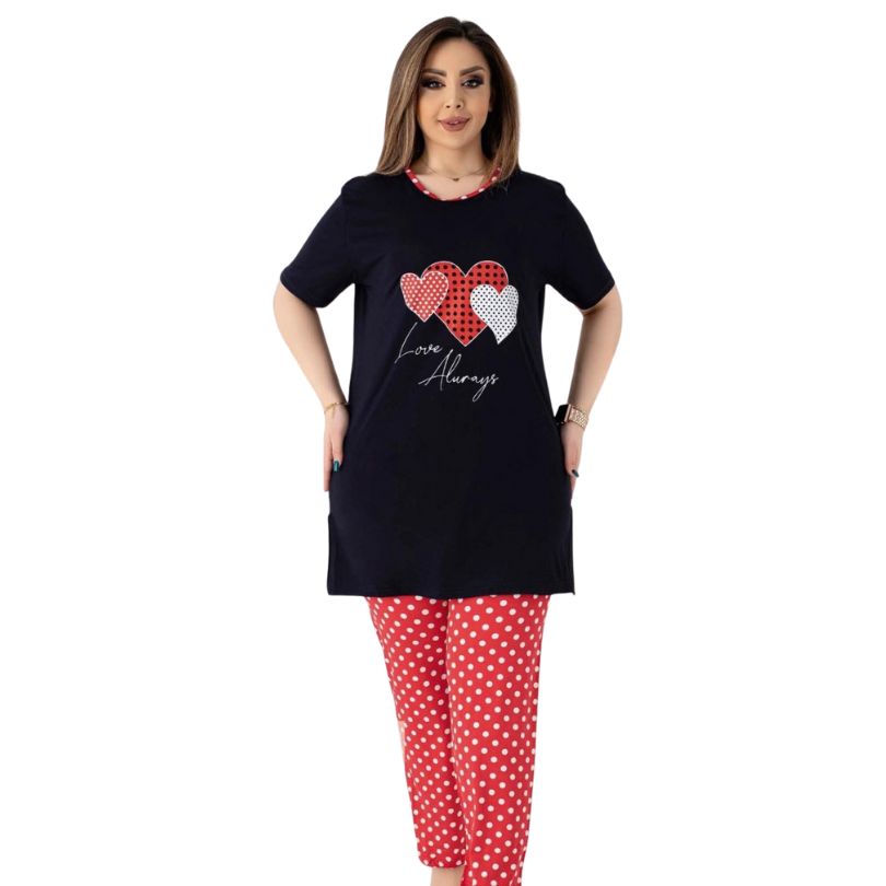 Pijama Dama Baki Tunica, Material Moale, Confort si Stil, Pentru Femei, Croiala Lunga si Lejera| 0305-PK