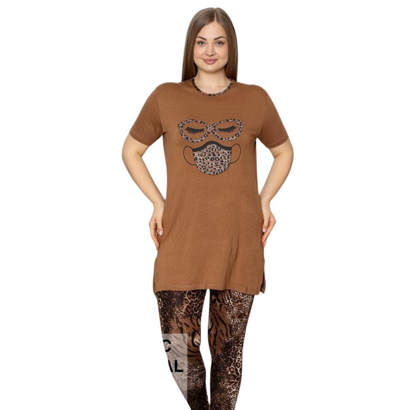 Pijama Dama Baki Tunica, Material Moale, Confort si Stil, Pentru Femei, Croiala Lunga si Lejera| 0306-PK