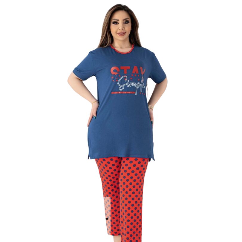 Pijama Dama Baki Tunica, Material Moale, Confort si Stil, Pentru Femei, Croiala Lunga si Lejera| 0307-PK