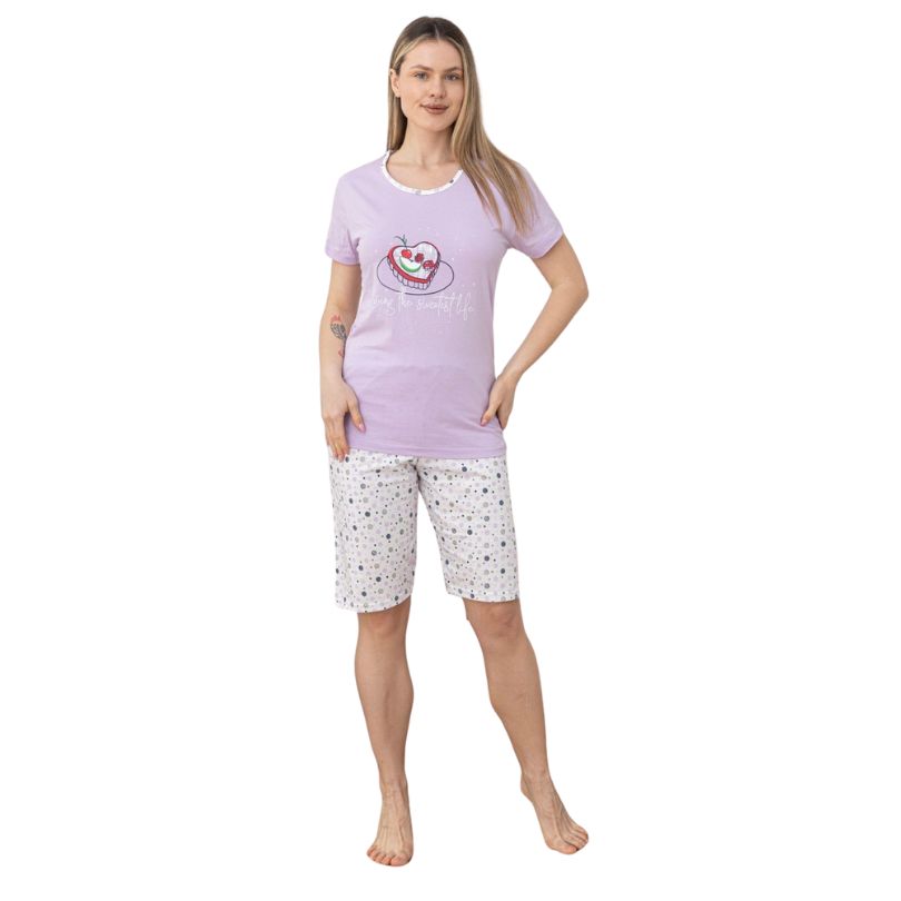 Pijama Dama Berfin Capri, Material Moale si Elastic, Confort si Lejeritate, Pentru Femei, Ideal pentru Vara| 0327-PK