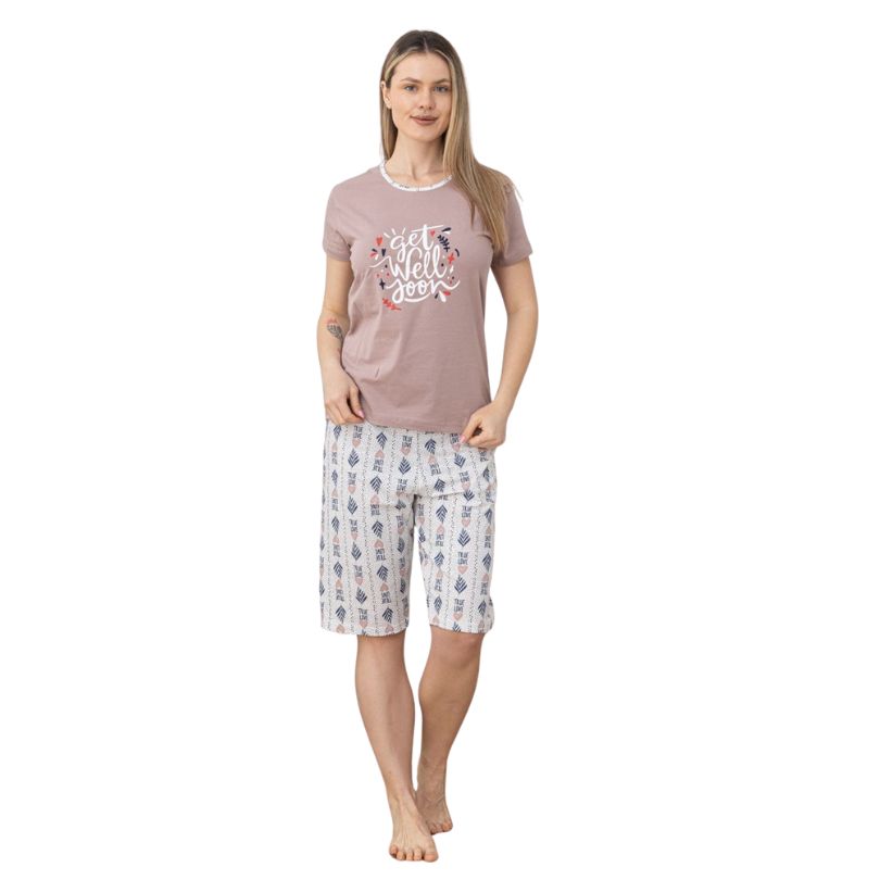 Pijama Dama Berfin Capri, Material Moale si Elastic, Confort si Lejeritate, Pentru Femei, Ideal pentru Vara| 0328-PK