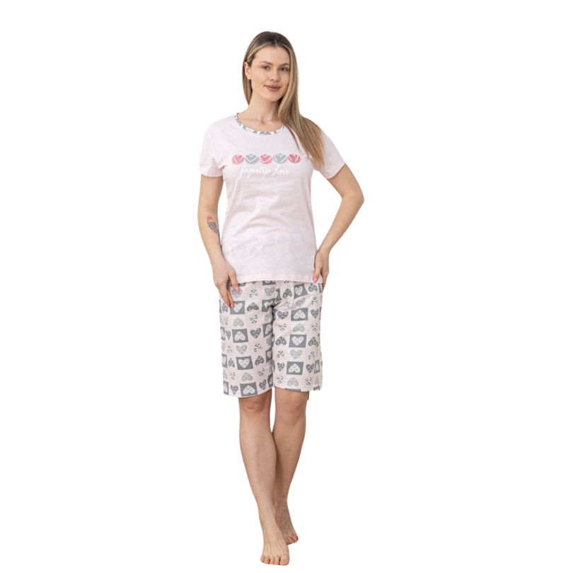 Pijama Dama Berfin Capri, Material Moale si Elastic, Confort si Lejeritate, Pentru Femei, Ideal pentru Vara| 0330-PK