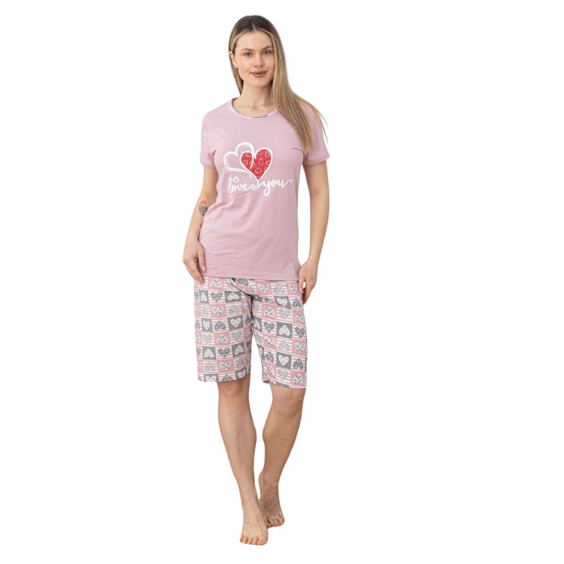 Pijama Dama Berfin Capri, Material Moale si Elastic, Confort si Lejeritate, Pentru Femei, Ideal pentru Vara| 0331-PK