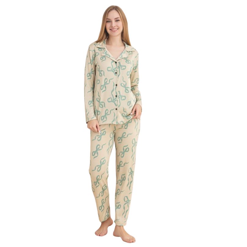 Pijama Dama Berfin Cu Nasturi, Material Moale, Confort si Stil | 0124-PK Imagine principală a produsului