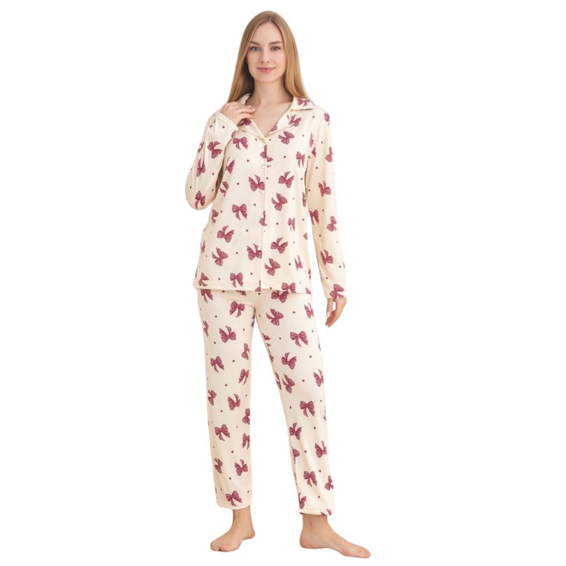 Pijama Dama Berfin Cu Nasturi, Material Moale, Confort si Stil | 0132-PK