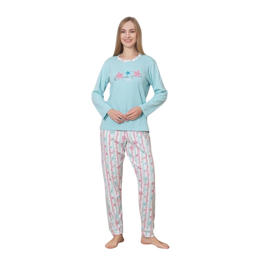 Pijama Dama Berfin Interlok, Material Gros, Caldura si Confort, Pentru Femei, Toamna Iarna | 0126-PK Imagine principală a produsului