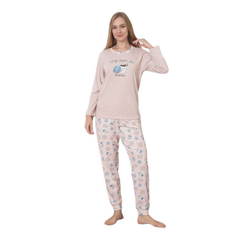 Pijama Dama Berfin Interlok, Material Gros, Caldura si Confort, Pentru Femei, Toamna Iarna | 0127-PK Imagine principală a produsului