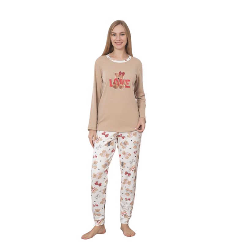 Pijama Dama Berfin Interlok, Material Gros, Caldura si Confort, Pentru Femei, Toamna Iarna | 0129-PK Imagine principală a produsului