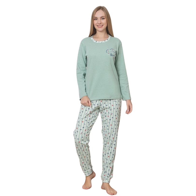 Pijama Dama Berfin Interlok, Material Gros, Caldura si Confort, Pentru Femei, Toamna Iarna | 0130-PK