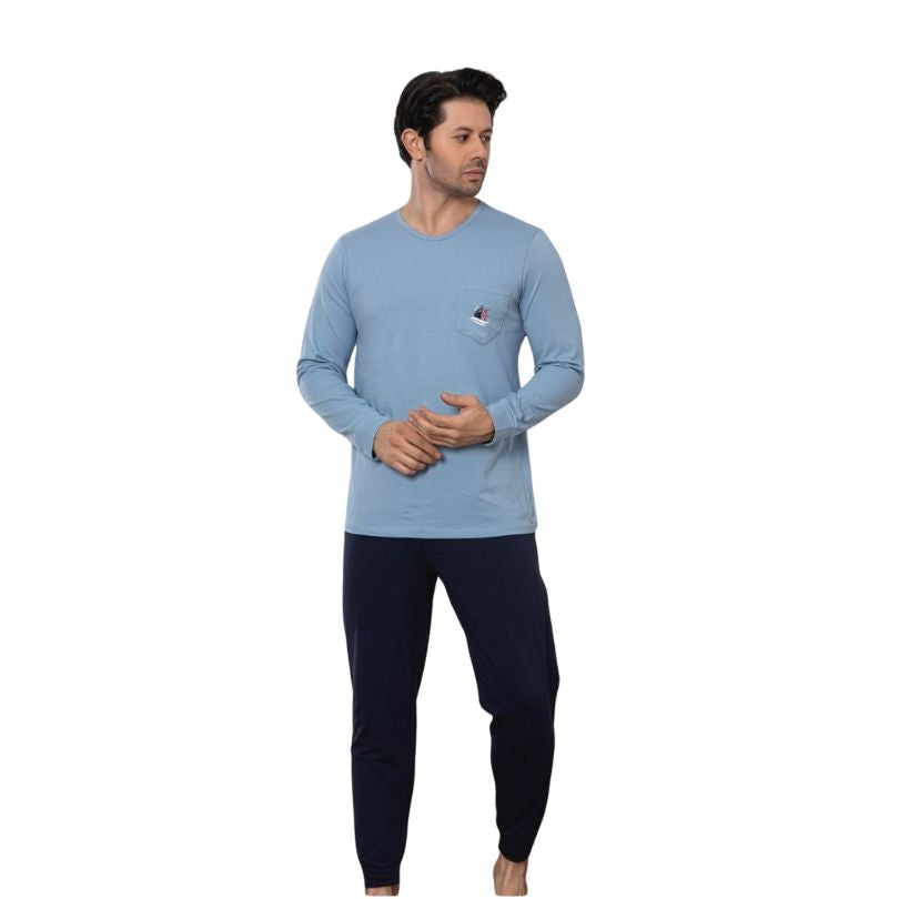 Pijamale Barbati Baki Licra, Material Elastic si Moale, Confort si Libertate de Miscare, Pentru Toate Sezoanele | 0446-PK Imagine principală a produsului