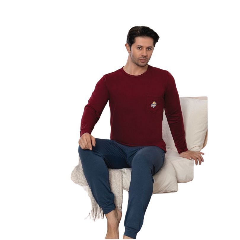 Pijamale Barbati Baki Licra, Material Elastic si Moale, Confort si Libertate de Miscare, Pentru Toate Sezoanele | 0449-PK  Imagine principală a produsului