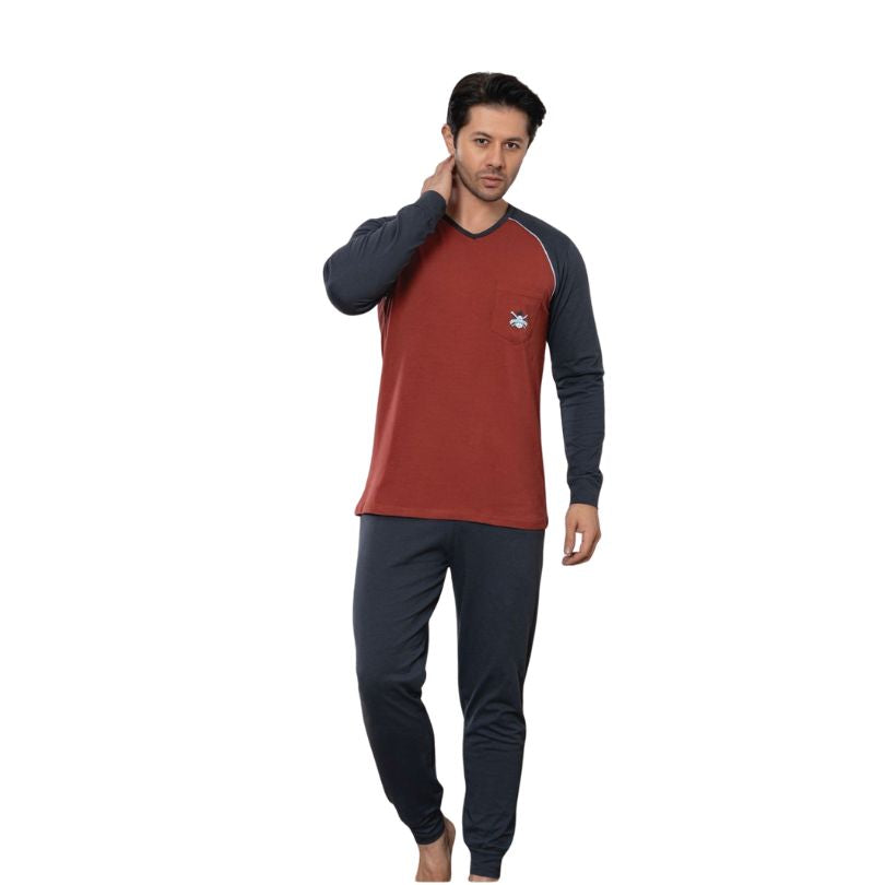 Pijamale Barbati Baki Licra, Material Elastic si Moale, Confort si Libertate de Miscare, Pentru Toate Sezoanele | 0451-PK  Imagine principală a produsului