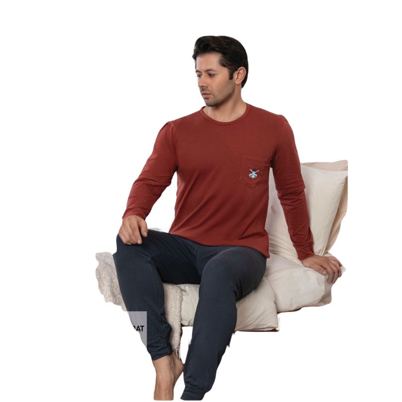 Pijamale Barbati Baki Licra, Material Elastic si Moale, Confort si Libertate de Miscare, Pentru Toate Sezoanele | 0452-PK Imagine principală a produsului