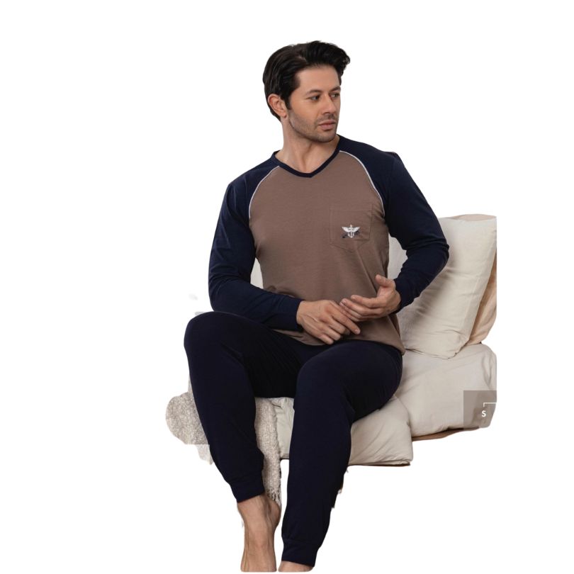 Pijamale Barbati Baki Licra, Material Elastic si Moale, Confort si Libertate de Miscare, Pentru Toate Sezoanele | 0453-PK  Imagine principală a produsului