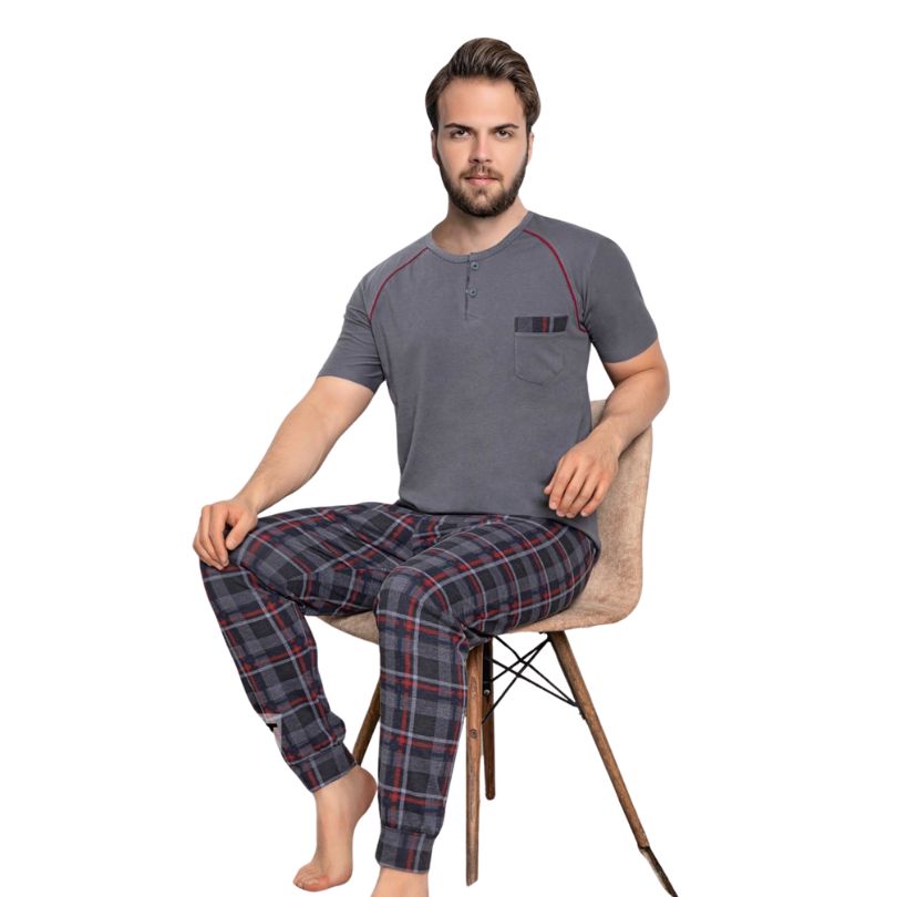 Pijamale Barbati Baki Suprem Maneca Scurta, Material Moale si Respirabil, Confort si Lejeritate, Pentru Vara | 0456-PK