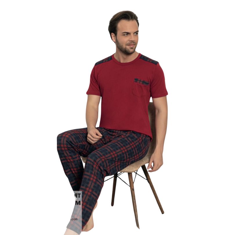 Pijamale Barbati Baki Suprem Maneca Scurta, Material Moale si Respirabil, Confort si Lejeritate, Pentru Vara | 0460-PK 