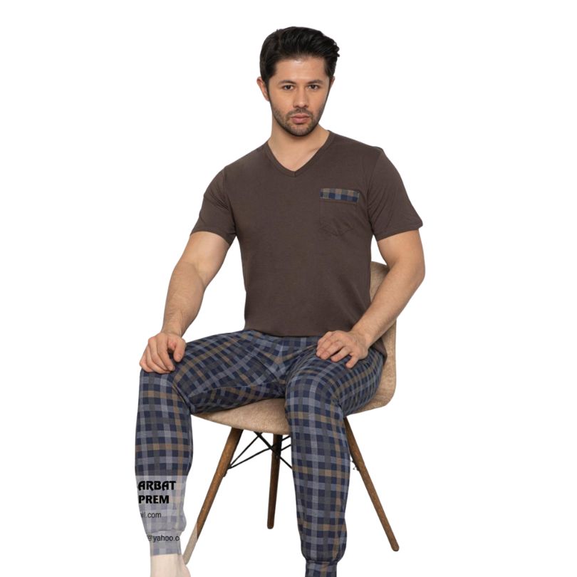 Pijamale Barbati Baki Suprem Maneca Scurta, Material Moale si Respirabil, Confort si Lejeritate, Pentru Vara | 0462-PK 