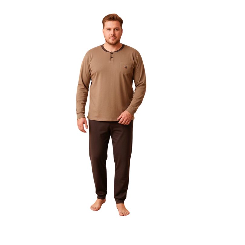 Pijamale Barbati Berfin Interlok Bettal, Marimi Mari, Material Gros si Moale, Caldura si Confort, Pentru Iarna | 0467-PK 