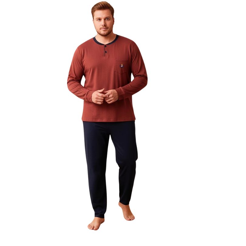 Pijamale Barbati Berfin Interlok Bettal, Marimi Mari, Material Gros si Moale, Caldura si Confort, Pentru Iarna | 0468-PK 