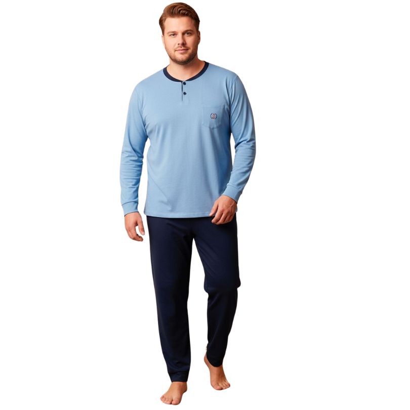 Pijamale Barbati Berfin Interlok Bettal, Marimi Mari, Material Gros si Moale, Caldura si Confort, Pentru Iarna | 0470-PK  Imagine principală a produsului