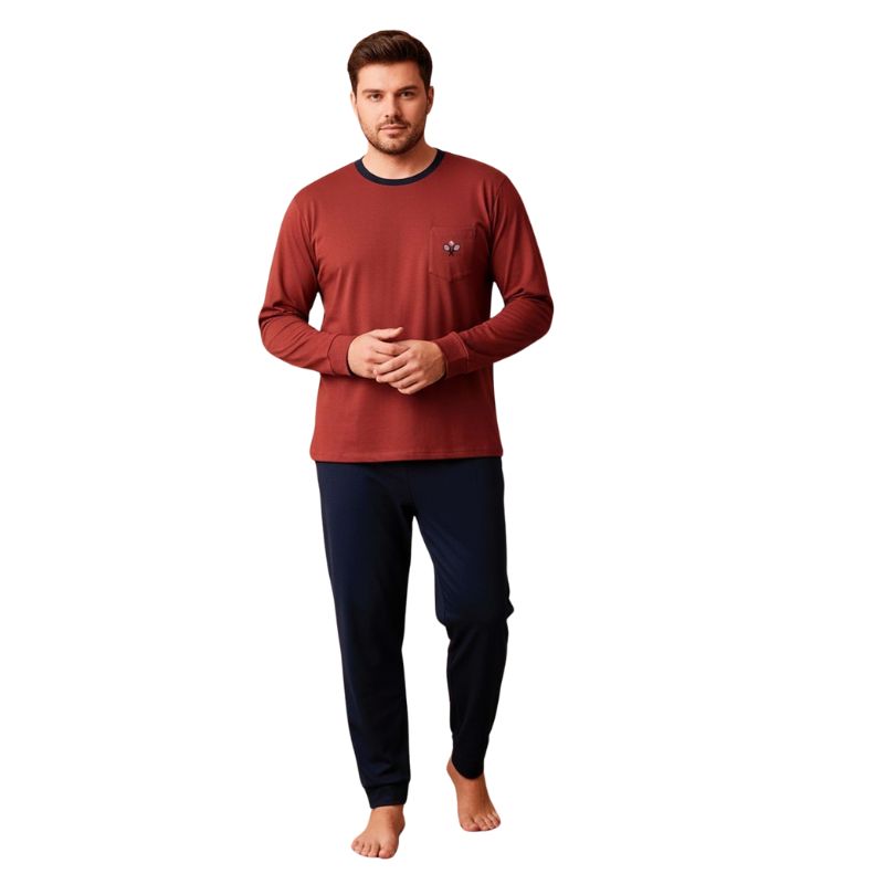 Pijamale Barbati Berfin Interlok Bettal, Marimi Mari, Material Gros si Moale, Caldura si Confort, Pentru Iarna | 0472-PK 