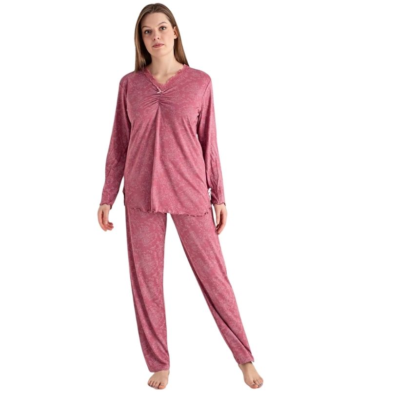 Pijamale Dama Compact Penye Baki, Material Moale, Confort si Stil, Pentru Femei | 0102-PK Imagine principală a produsului