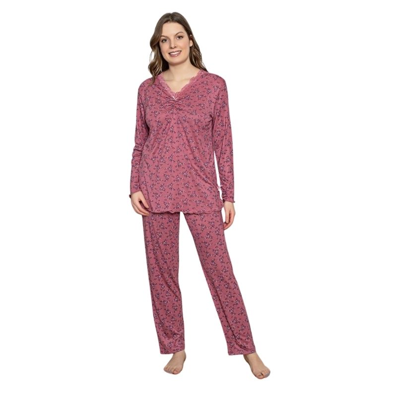 Pijamale Dama Compact Penye Baki, Material Moale, Confort si Stil, Pentru Femei | 0103-PK Imagine principală a produsului