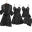 Pijamale Satin 4 Piese, Material Fin si Elegant, Set Bluza, Pantaloni, Pantaloni Scurti si Halat, Rafinament si Confort | 0698-PK 