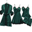 Pijamale Satin 4 Piese, Material Fin si Elegant, Set Bluza, Pantaloni, Pantaloni Scurti si Halat, Rafinament si Confort | 0699-PK