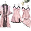Pijamale Satin 4 Piese, Material Fin si Elegant, Set Bluza, Pantaloni, Pantaloni Scurti si Halat, Rafinament si Confort | 0700-PK