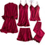Pijamale Satin 5 Piese, Material Fin si Elegant, Set Bluza, Pantaloni Lungi, Pantaloni Scurti, Halat si Top, Rafinament si Versatilitate | 0702-PK