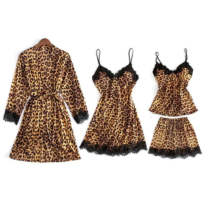 Set Pijama Satin Leopard (045)