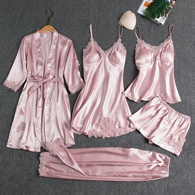 Set Pijama Satin Roz Blossom (049)